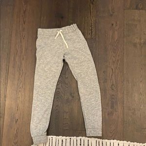 Gray sweatpants with white strings!